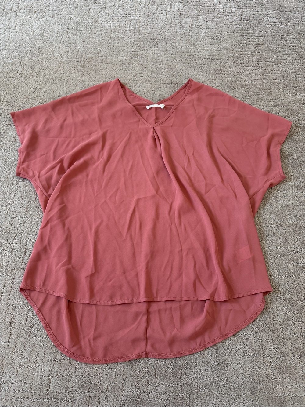 Lush Dusty Rose V-Neck Short Sleeve Blouse